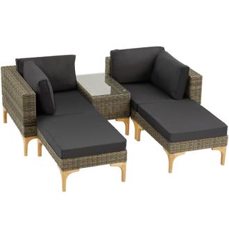 TecTake Rattan lounge set with aluminum frame, Bellaria in Natural | Size: 4 Person