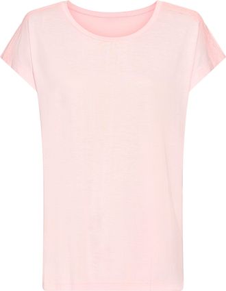 Lascana Pyjamaoberteil LASCANA, Damen, Gr. 32/34, blau (rosa), Single Jersey, Obermaterial: 100% Viskose, unifarben, h&uuml;ftlang, Rundhals, angeschnitten, Shirts