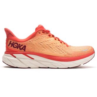 Hoka One One Hoka Clifton 8 Textile Mens Lace Up Trainers - Fiesta Blazing Orange - Size:UK 10.5