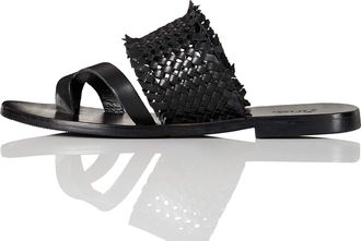 Find. FIND Flat Toe Thong Weave Leather Sandal, Womens Open Sandals, Black, 6 UK (39 EU)
