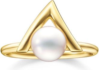 Tasaki 18kt yellow gold Danger Claw pearl ring - unisex - 18kt Yellow Gold/Akoya Pearl - 6