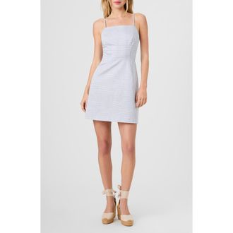 French Connection Plaid Sheath Minidress in Summer White-Indigo at Nordstrom, Size 12