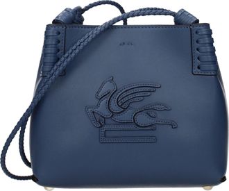 Etro Etro Damens Libra Umh&auml;ngetasche aus puderblauem/himmelblauem Leder