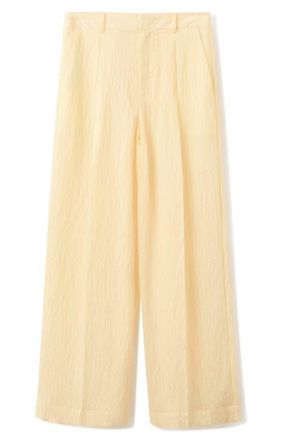 Mango Striped Wide Leg Trousers in Pastel Yellow at Nordstrom, Size 4
