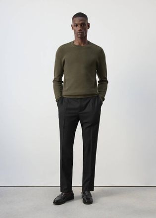Mango Maglia in misto cotone a maglia sottile oliva - Uomo - XXL - MANGO MAN
