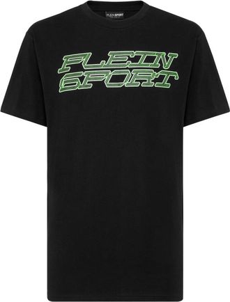 Plein Sport Tops, Heren, Zwart, 2Xl, Katoen, T-Shirt Ronde Hals Tiger