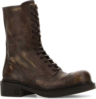 Miu Miu Womens Stivaletti Boot Brown Calfskin