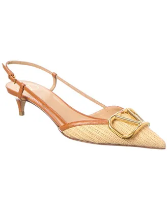 Valentino Vlogo Signature Leather Slingback Pump