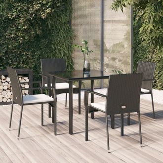 vidaXL Vidaxl - Set De Muebles Jard&iacute;n 5 Pzas Con Cojines Rat&aacute;n Sint&eacute;tico Negro