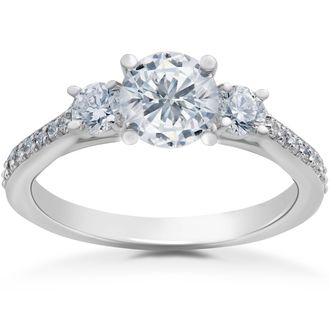 Pompeii3 1 ct Round Diamond 3-Stone Lab Grown Eco Friendly Engagement Ring 14k White Gold
