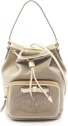 Prada Pre-owned Bucket Bags, female, Beige, Size: ONE SIZE Pre-owned Canvas Bucket Bag