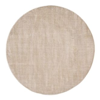 THEKO Alfombra de viscosa tejida a mano estilo vintage crema diam 120 cm