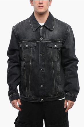 Off-white FOR EVER Denim SKATE-jack met decoratieve ritsen in grijs