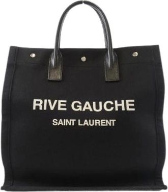 Saint Laurent Pre-owned Tote Bags, female, Black, Size: ONE SIZE Pre-owned Rive Gauche Canvas Tote Bag