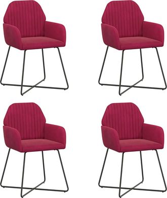 vidaXL Sillas De Comedor 4 Uds. Terciopelo Rojo Vino 55 X 50 X 84 Cm Vidaxl