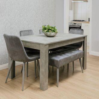 Kosy Koala Grey Wooden Dining Table Set with 4 Grey Chairs & 1 Bench