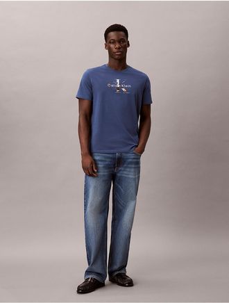 Calvin Klein Jeans Calvin Klein Mens Photo Monologo Graphic Classic T-Shirt - Navy - 2XL