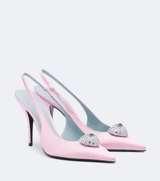 Valentino Garavani Coeur Royal satin slingback pumps