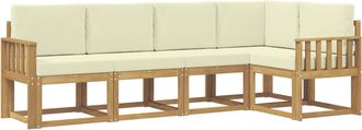 vidaXL Conjunto De Sof&aacute;s De Exterior 5 Uds. Blanco Y Crema Vidaxl