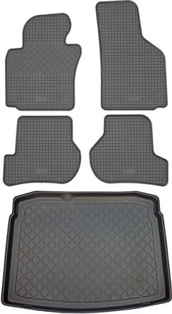 OEM Volkswagen Golf Vi 5k Comfortline Hatchback (3/5 Puertas) De 09.2008 A 09.2012. Juego: Alfombrillas De Goma Para Coche + Alfombrilla Para Maletero
