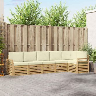 vidaXL Vidaxl Set Di Divani Da Esterno 6 Pz Bianco E Crema Poliestere