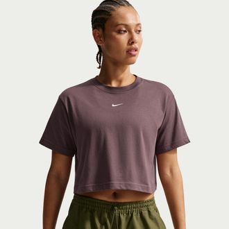 Nike Womens Nike Sportswear Classic Loose Short-Sleeve Cropped T-Shirt in Purple | IH7594-502