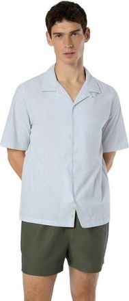 Onia Poplin Seersucker Convertible Vacation Shirt in Deep Navy/white at Nordstrom, Size Xx-Large
