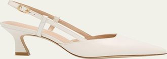 Stuart Weitzman Vinnie Leather Kitten Slingback Pumps