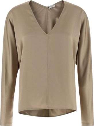 Brunello Cucinelli Silk Blouse Camicie Beige-Donna
