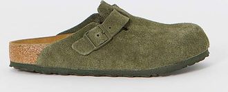 Birkenstock Suede Boston Clogs - Thyme