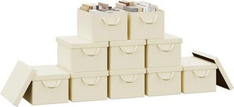 Woltu 10x Cajas De Almacenaje Con Tapa, Caja 48x36x30cm, Crema, 51l - Woltu