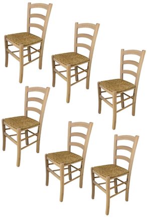 Tommychairs Tommychairs - Set 6 Sedie Modello Venezia Per Cucina Bar E Sala Da Pranzo, Robusta Struttura In Legno Di Faggio Levigato, Non Trattato, 100% Naturale 