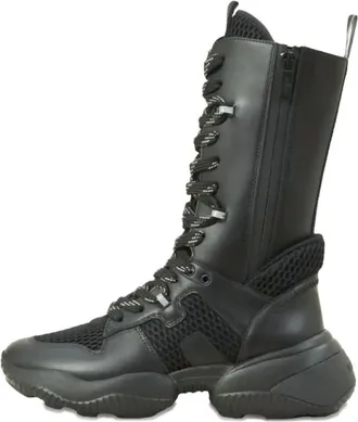 Hogan Womens Interaction Lace-Up Leather Boots In Black