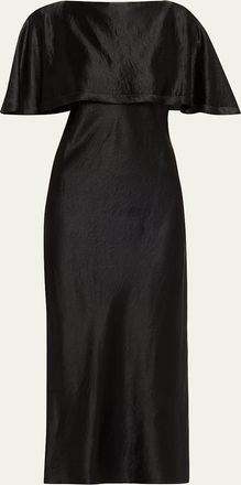 Jason Wu Washed Twill Cape-Sleeve Midi Dress