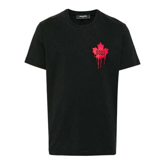 Dsquared2 Klein T-shirt Met Druipend Esdoornbladlogo, Zwart