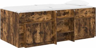 vidaXL Marco De Cama Loft Con Armario Con Puerta 3 Uds. Roble Ahumado Vidaxl