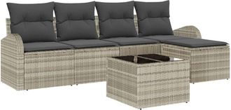 vidaXL Vidaxl - Garden Sofa Set with Cushion 6 pcs Light grey Poly rattan