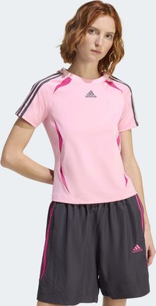 adidas T-Shirt ADIDAS ORIGINALS TEAMGEIST, Damen, Gr. XL, light pink, real magenta, utility schwarz, Obermaterial: 79% Polyester, 21% Elasthan, Rundhals, Shi