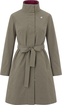 K-Way Long Tailored Jacket With Quilted Inner Layer And Belted Waist