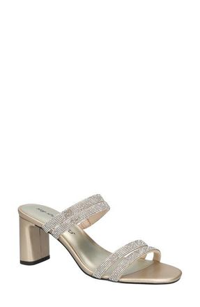Easy Street Jemma Slide Sandal in Champagne Satin Stones at Nordstrom, Size 7.5