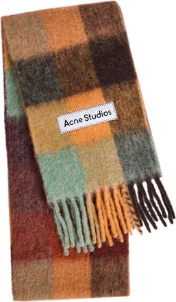 Acne Studios Vally Checked Wool-blend Scarf - Brown - One Size