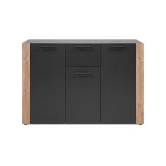 Calicosy Comoda de 3 puertas, 1 caj&oacute;n efecto gris y roble L125,5 cm