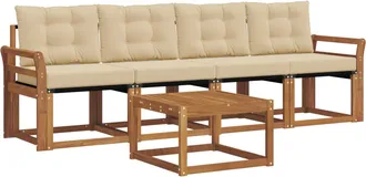 vidaXL Conjunto De Sof&aacute;s De Exterior 5 Uds. Natural Y Beige Vidaxl