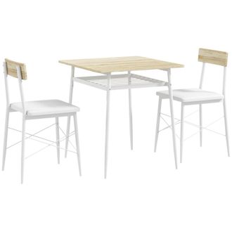 HOMCOM Conjunto de comedor 70x70x75 cm roble