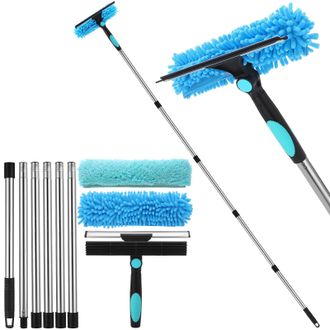 OEM Limpiacristales Profesional 2 En 1, Kit De Limpieza De Ventanas Con Mango Telesc&oacute;pico De 240 Cm, Cabezal Flexible, Para Ventanas Interiores Altas, Col