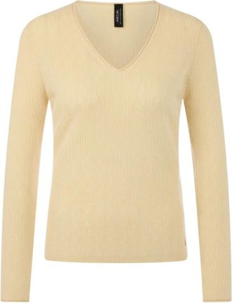 Marc Cain Casual kasjmier trui - Dames - V-hals truien - Geel - M - Kasjmier - Truien & Vesten