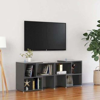 vidaXL Vidaxl - Mobile Porta tv Grigio Lucido 104x30x52 cm in Legno Multistrato