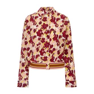 Marni Shirts, female, Multicolor, Size: 2XS Floral Striped Silk Shirt
