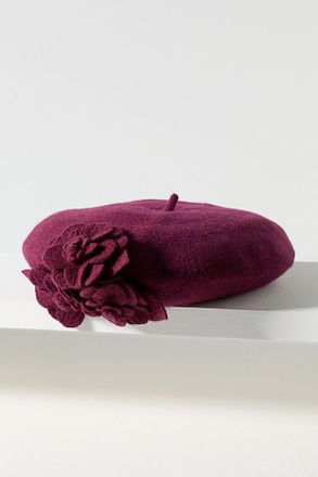 San Diego Hat Company Wool Flower Beret