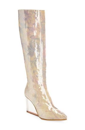 Maison Margiela Tabi Claw Plexi Knee High Boot in Metallic Silver at Nordstrom, Size 11Us